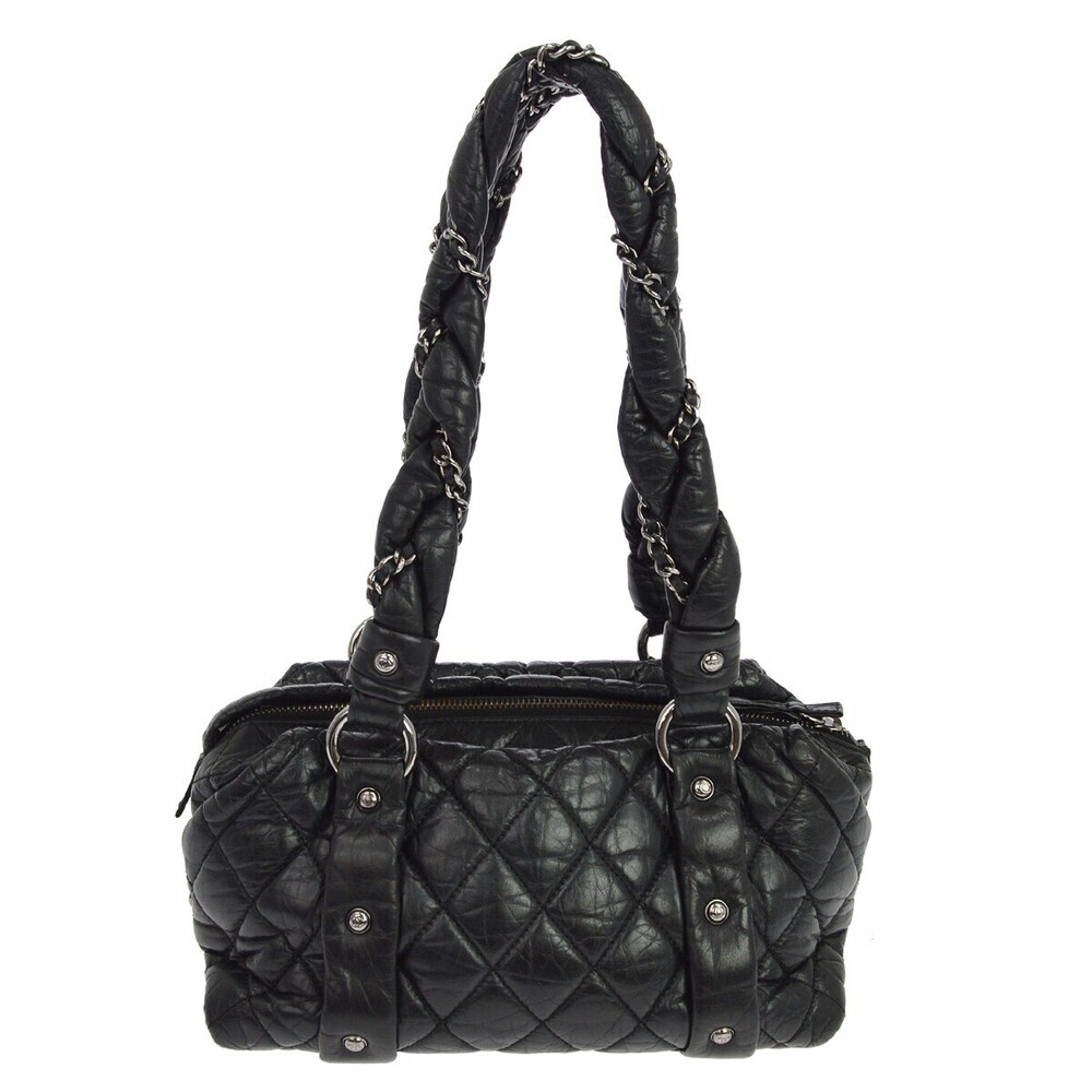 Chanel Lady Braid Bowler Quilted Distressed Calfskin Large